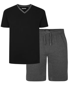 Bigdude V-Neck PJ Set Black/Charcoal
